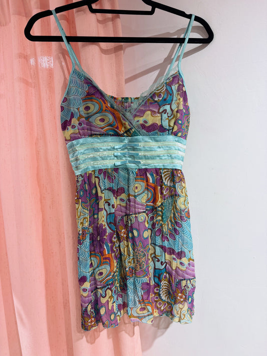 Pretty colorful long cami top (M-L)