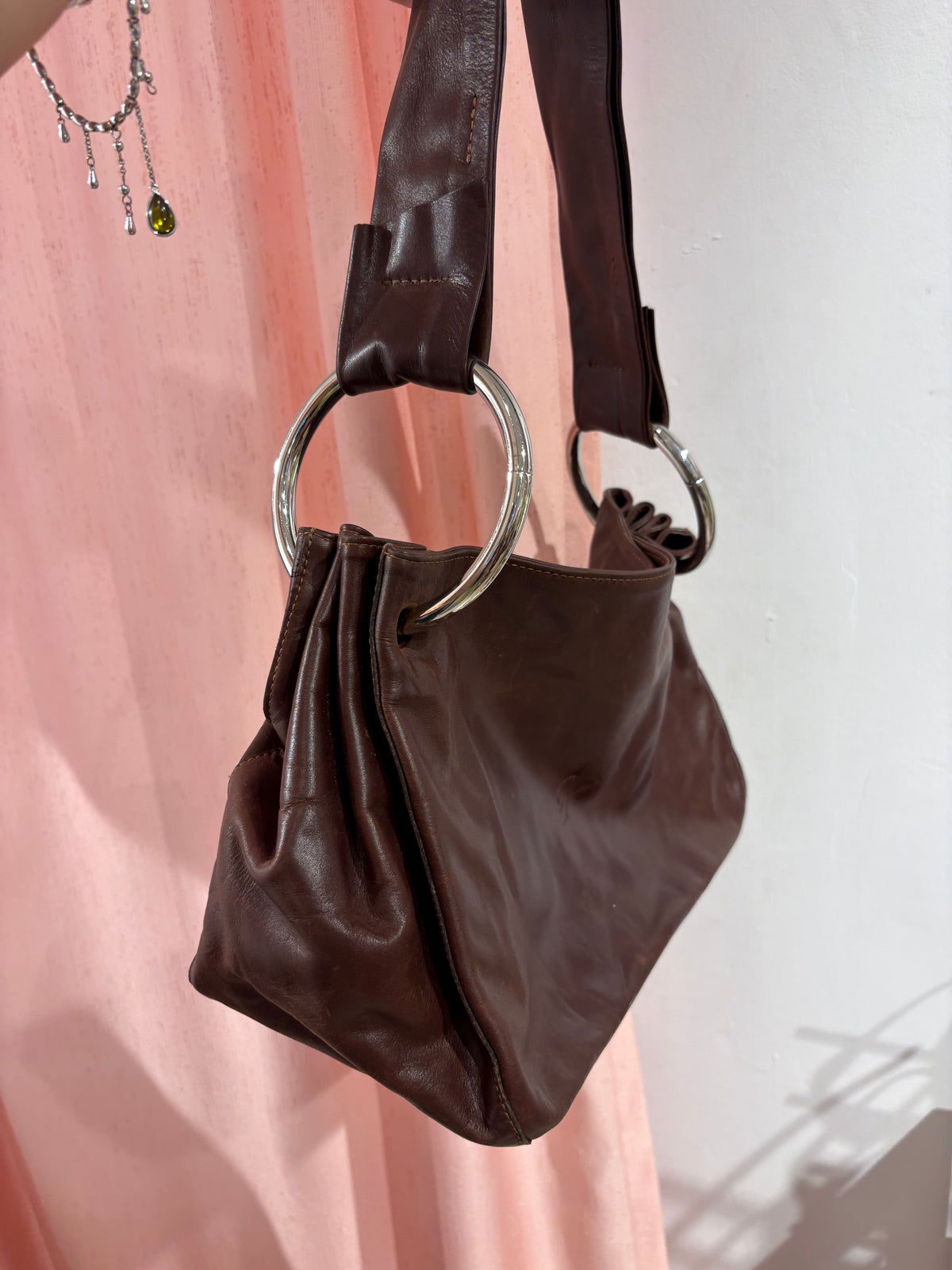 Incredible brown bag with huge circle hardware