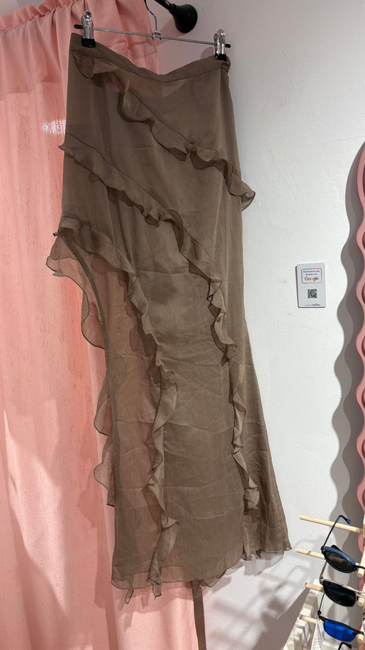 Mesh ruffled long skirt (L)