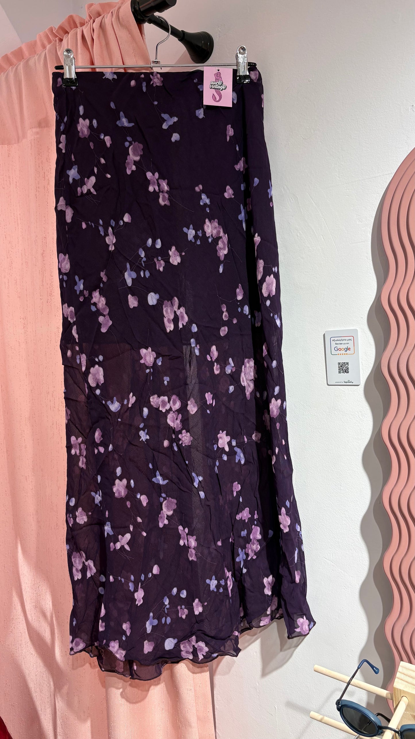 Incredible purple floral long skirt (S)