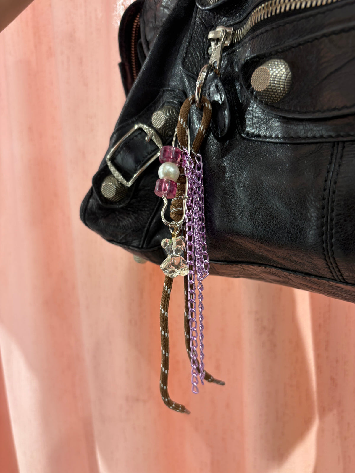 Cool handmade bag charm with teddy bear