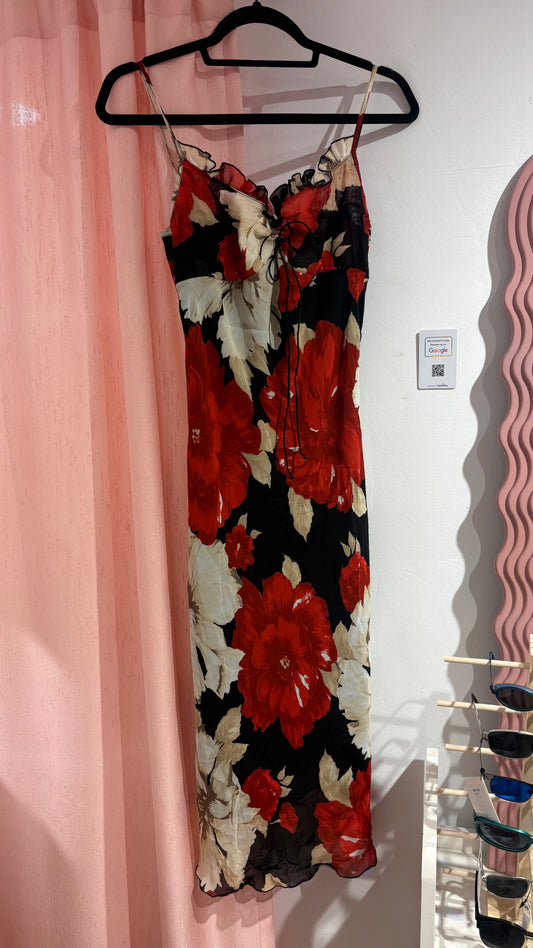 Floral vintage midi dress (S)
