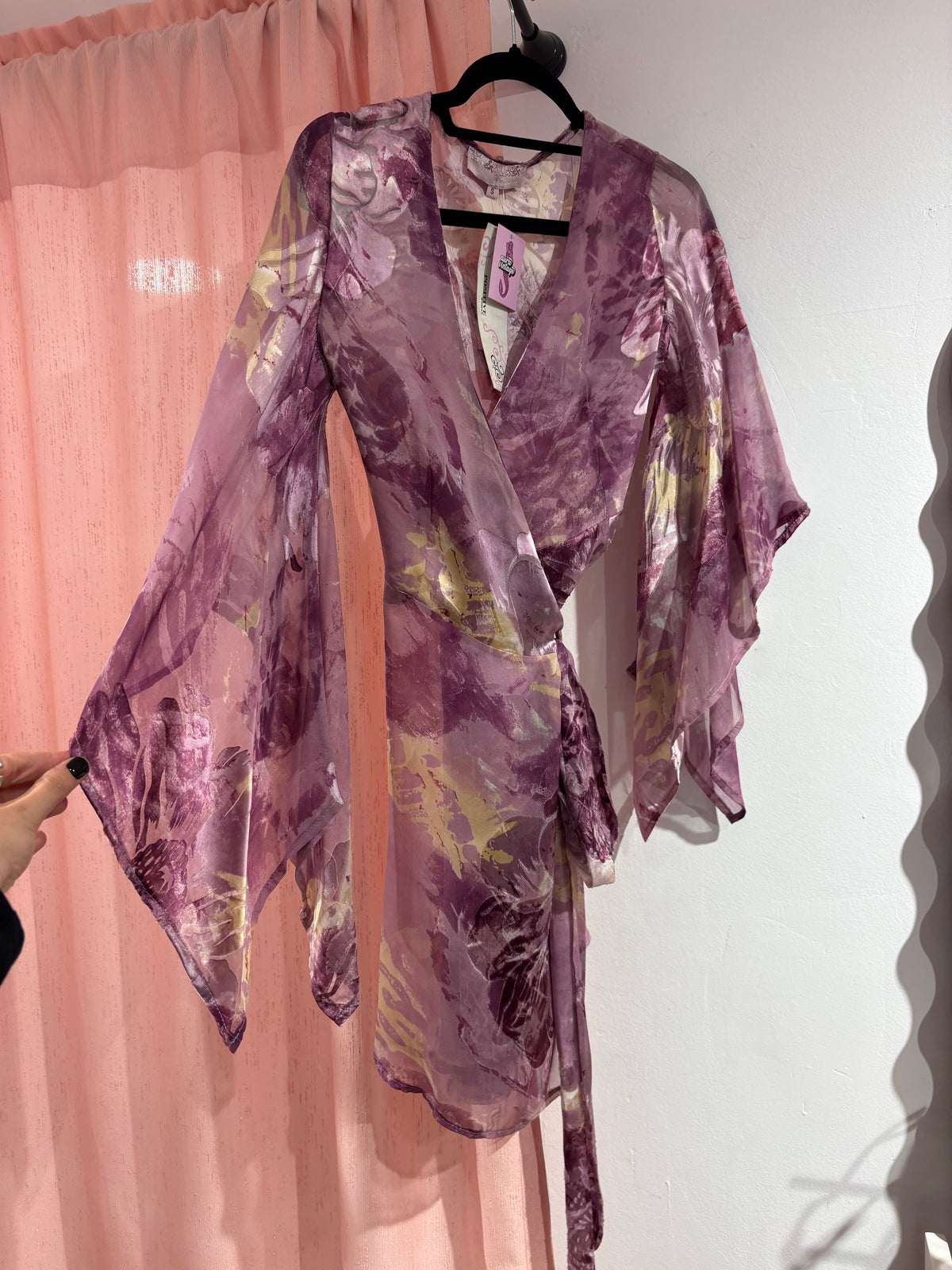 Gorgeous mesh tie-wrap dress with super soft texture & incredible patterns (S& M)