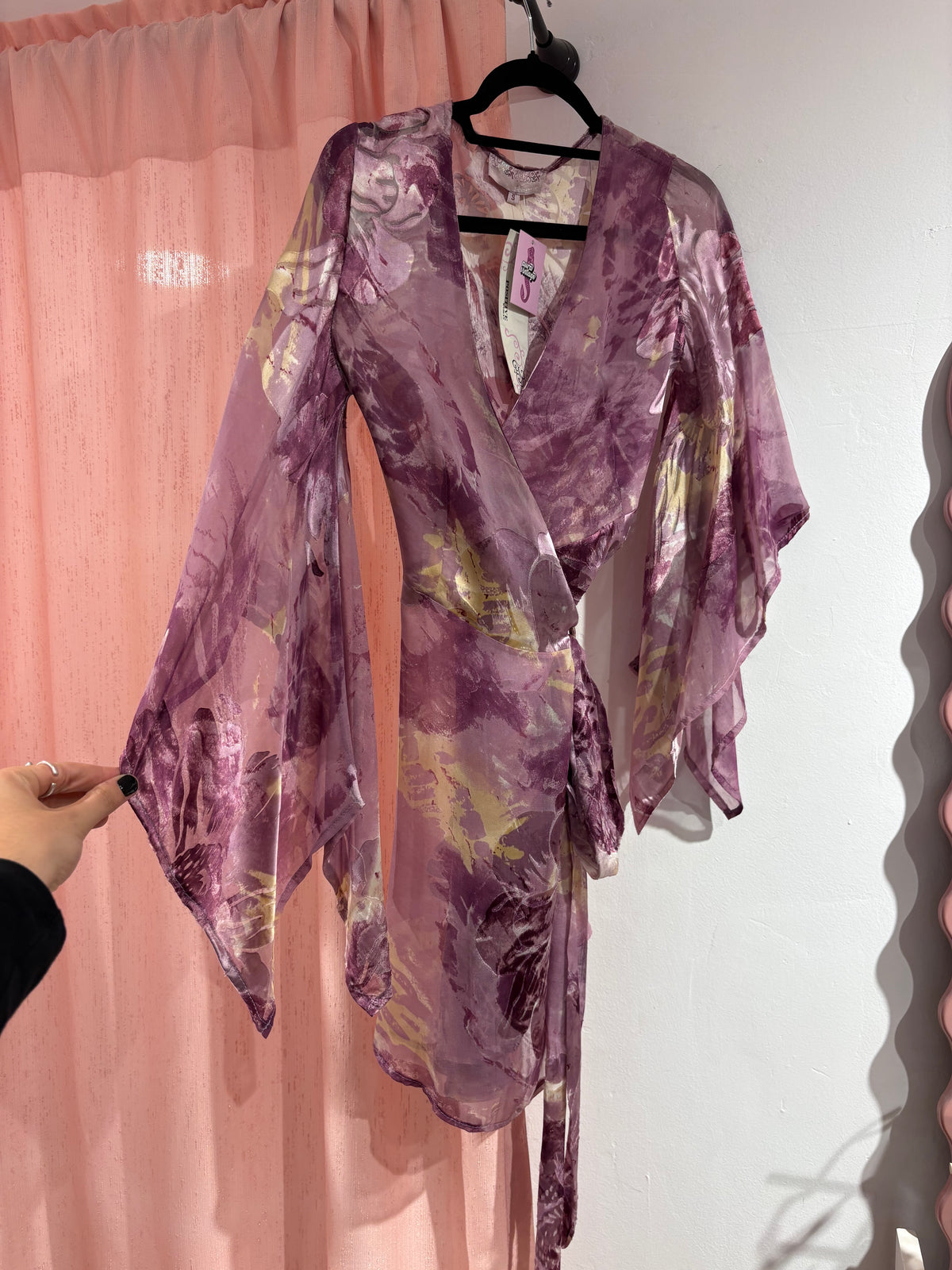 Gorgeous mesh tie-wrap dress with super soft texture & incredible patterns (S& M)