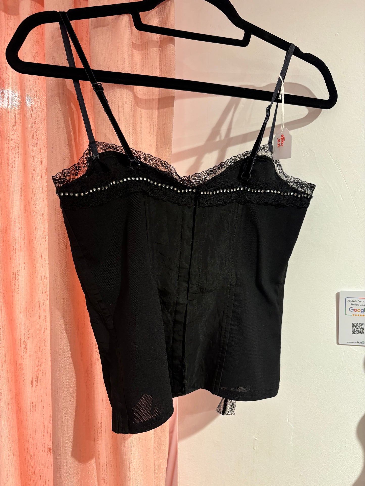 Ysatis corset-like top with lace/rhinestone details (XS)