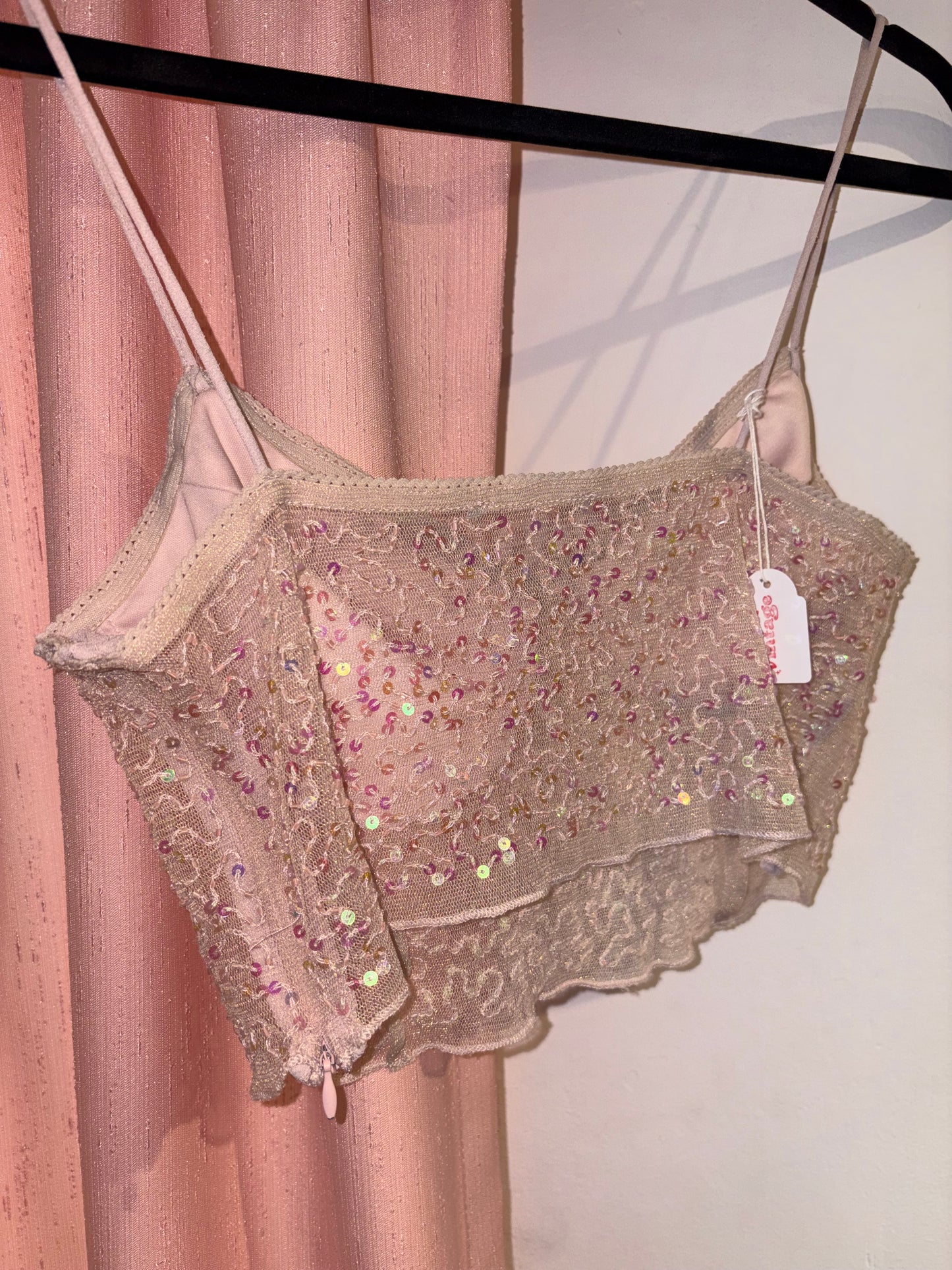 Sequin mesh crop top (XS)