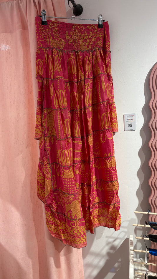 Indian high-low skirt featuring a shorter front and flowing longer back (One Size)