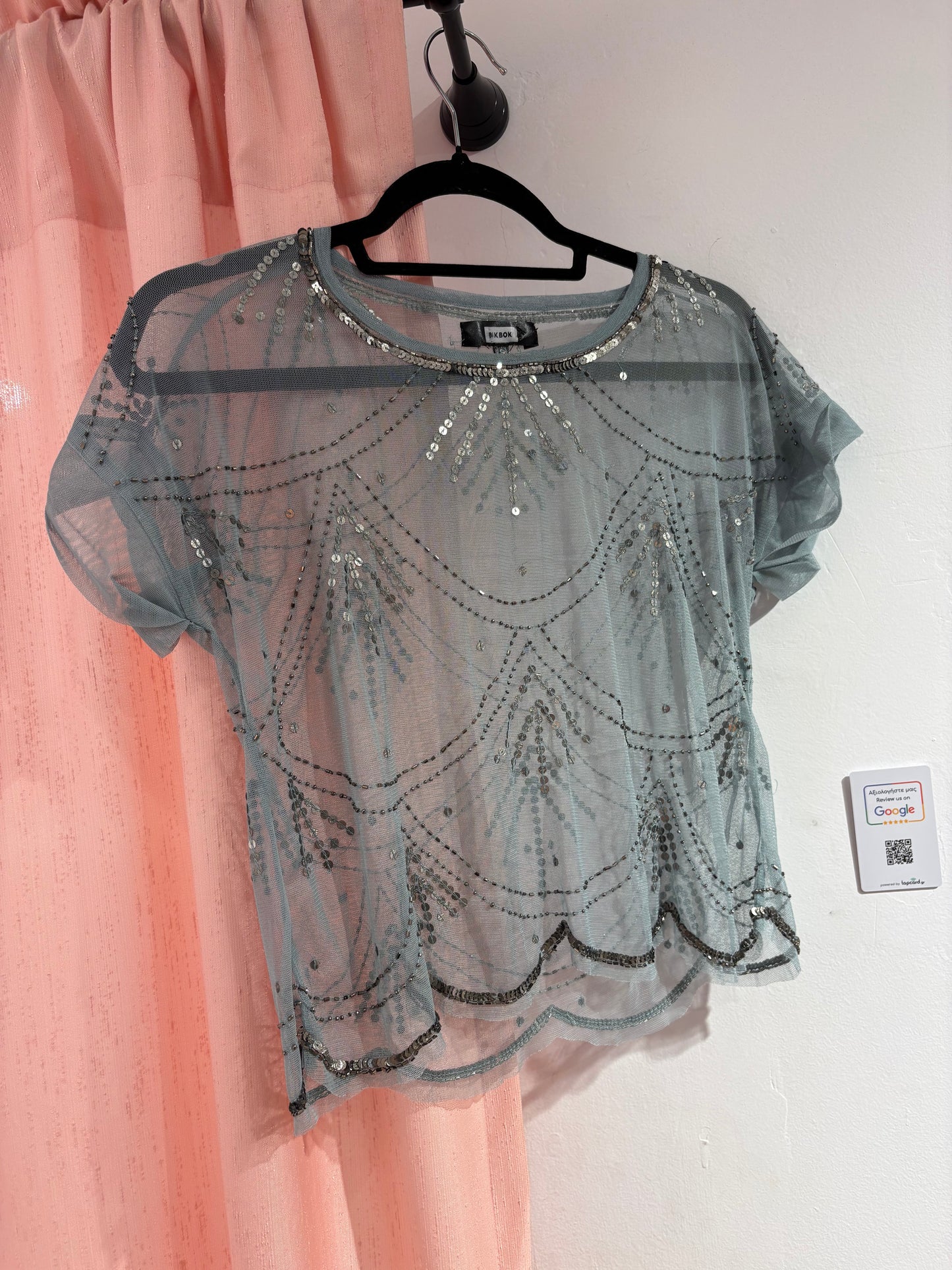 Unique mesh sequin top (S)