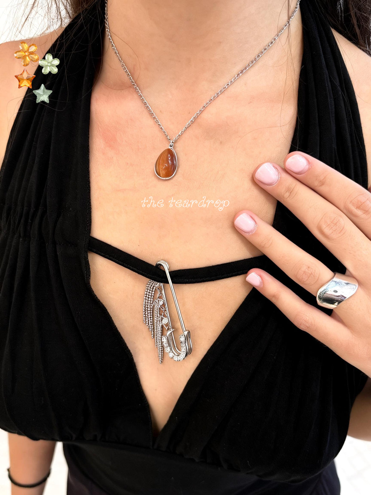 Stainless steel teardrop necklace
