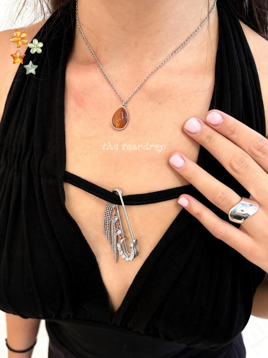 Stainless steel teardrop necklace