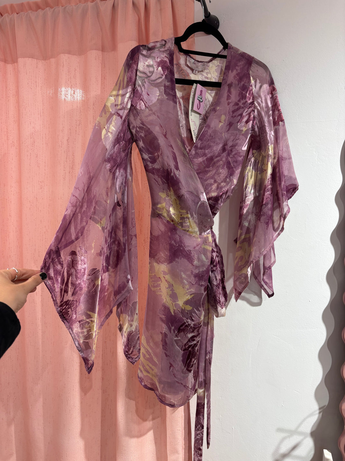 Gorgeous mesh tie-wrap dress with super soft texture & incredible patterns (S& M)