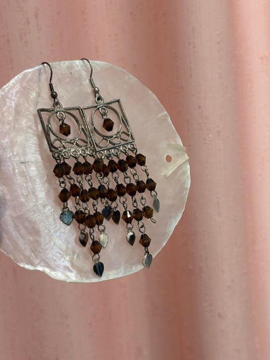 Y2k earrings with brown beads