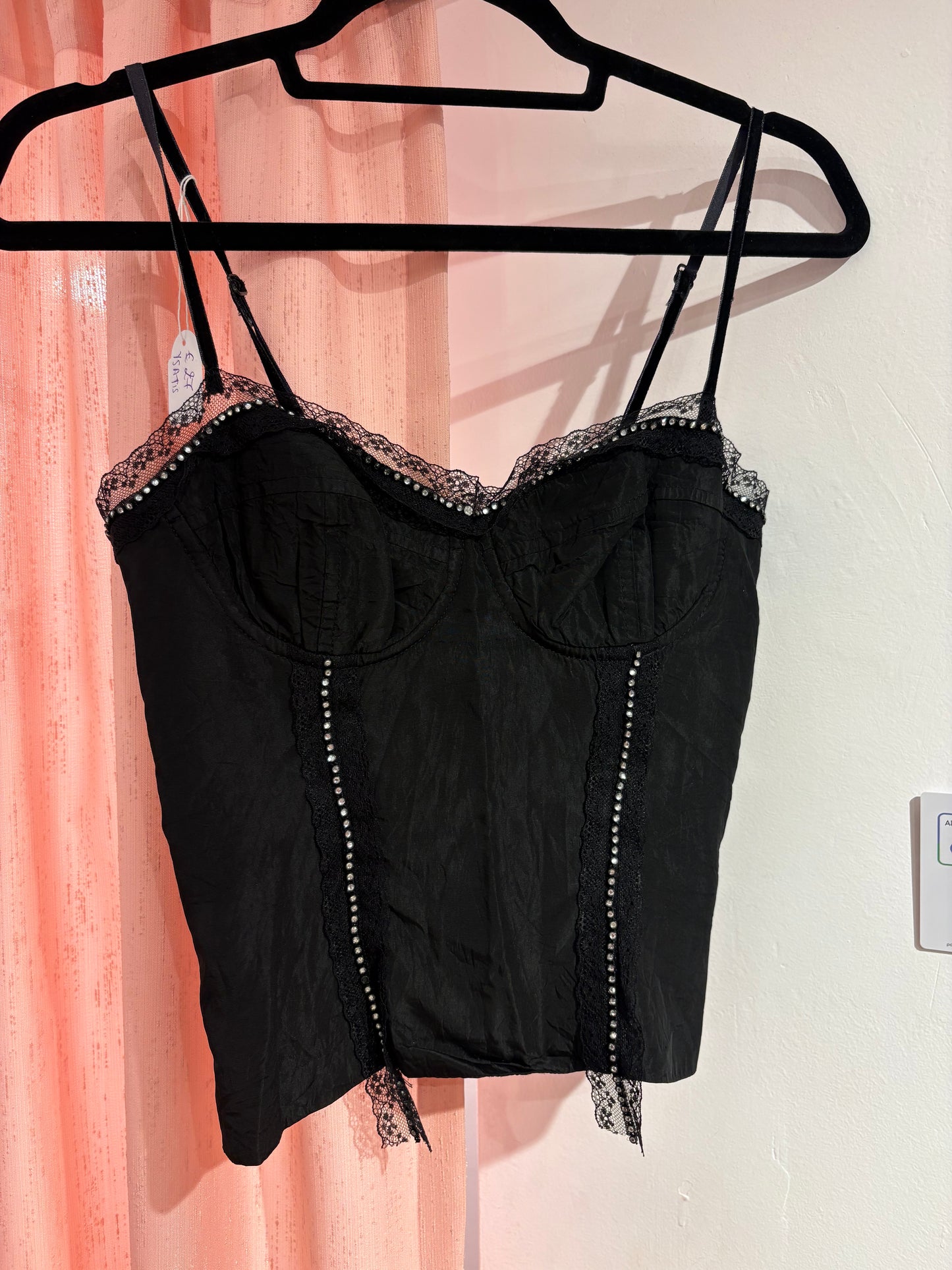 Ysatis corset-like top with lace/rhinestone details (XS)