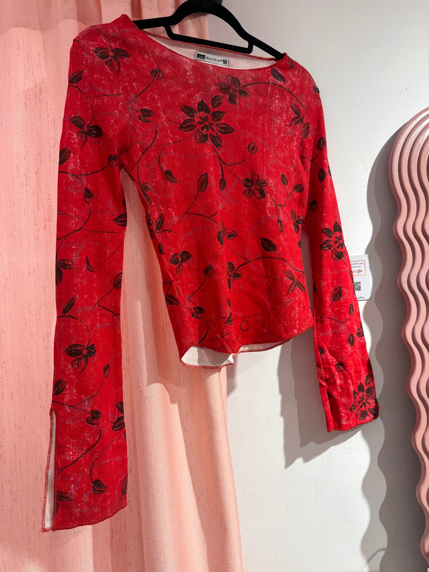 Y2k floral top with flared sleeves (One Size)