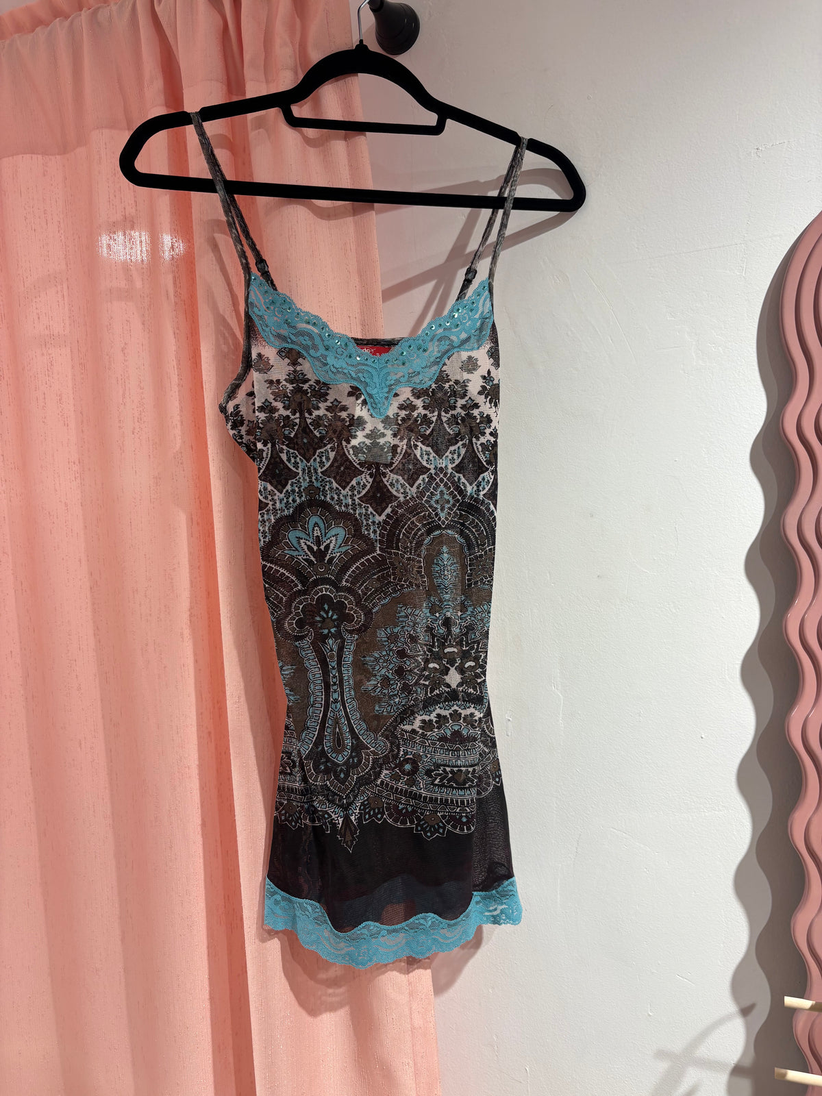 Vintage lingerie slip with lace trim (S)