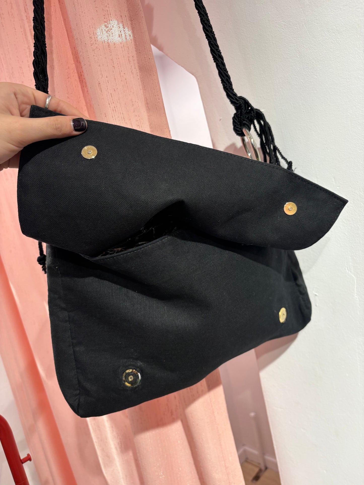 Cutest long floral embroidered sequin button-up bag