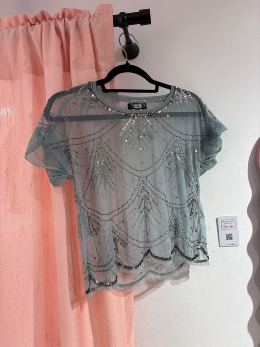 Unique mesh sequin top (S)