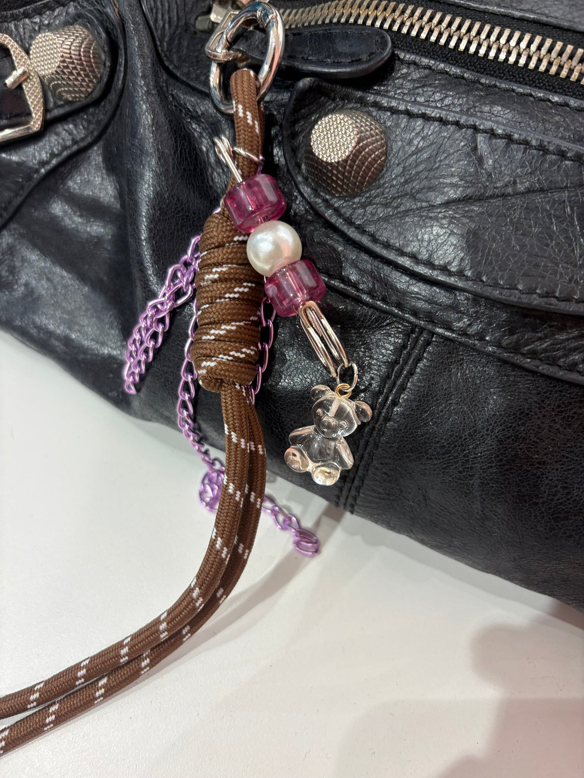 Cool handmade bag charm with teddy bear