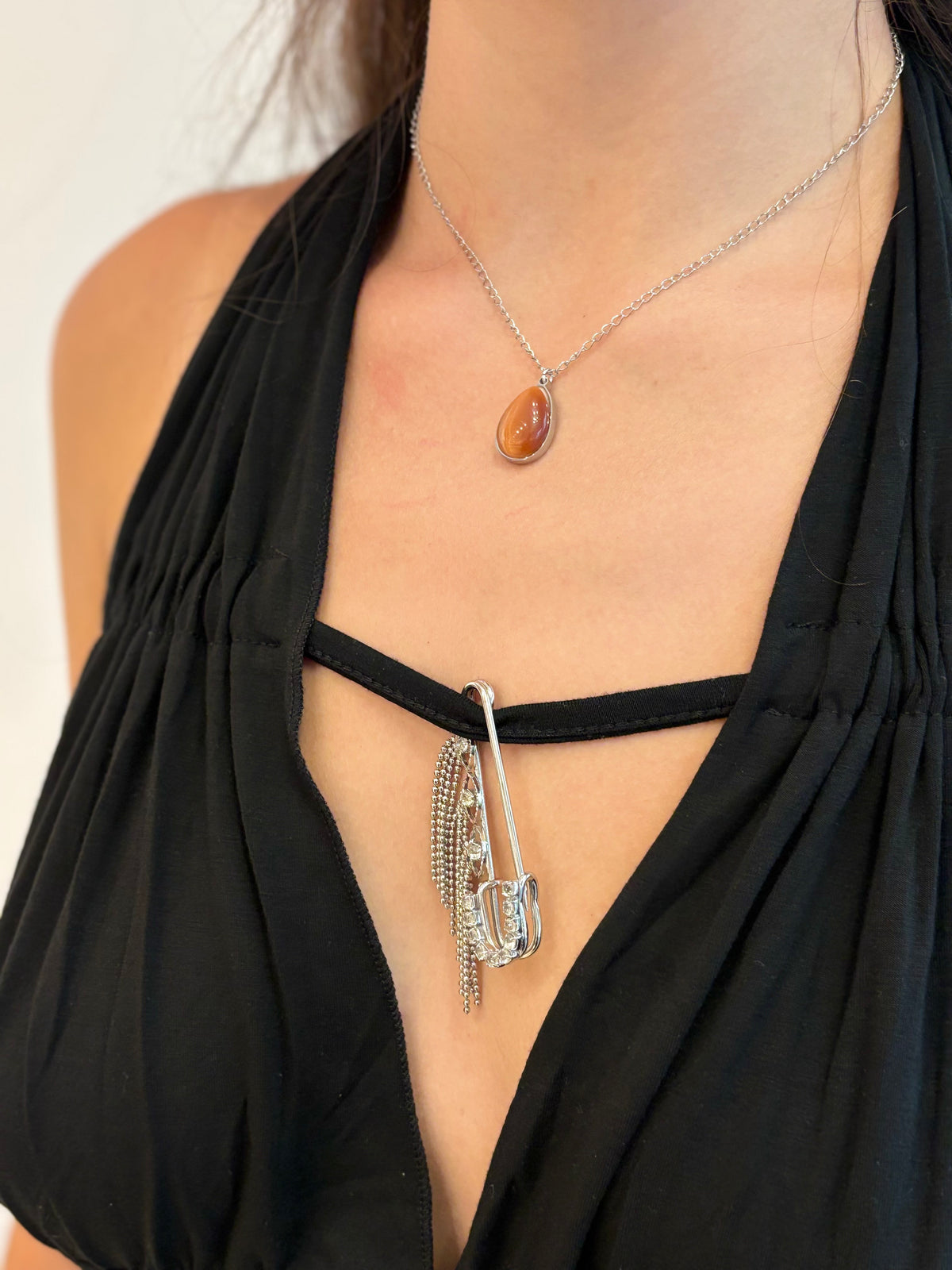 Stainless steel teardrop necklace