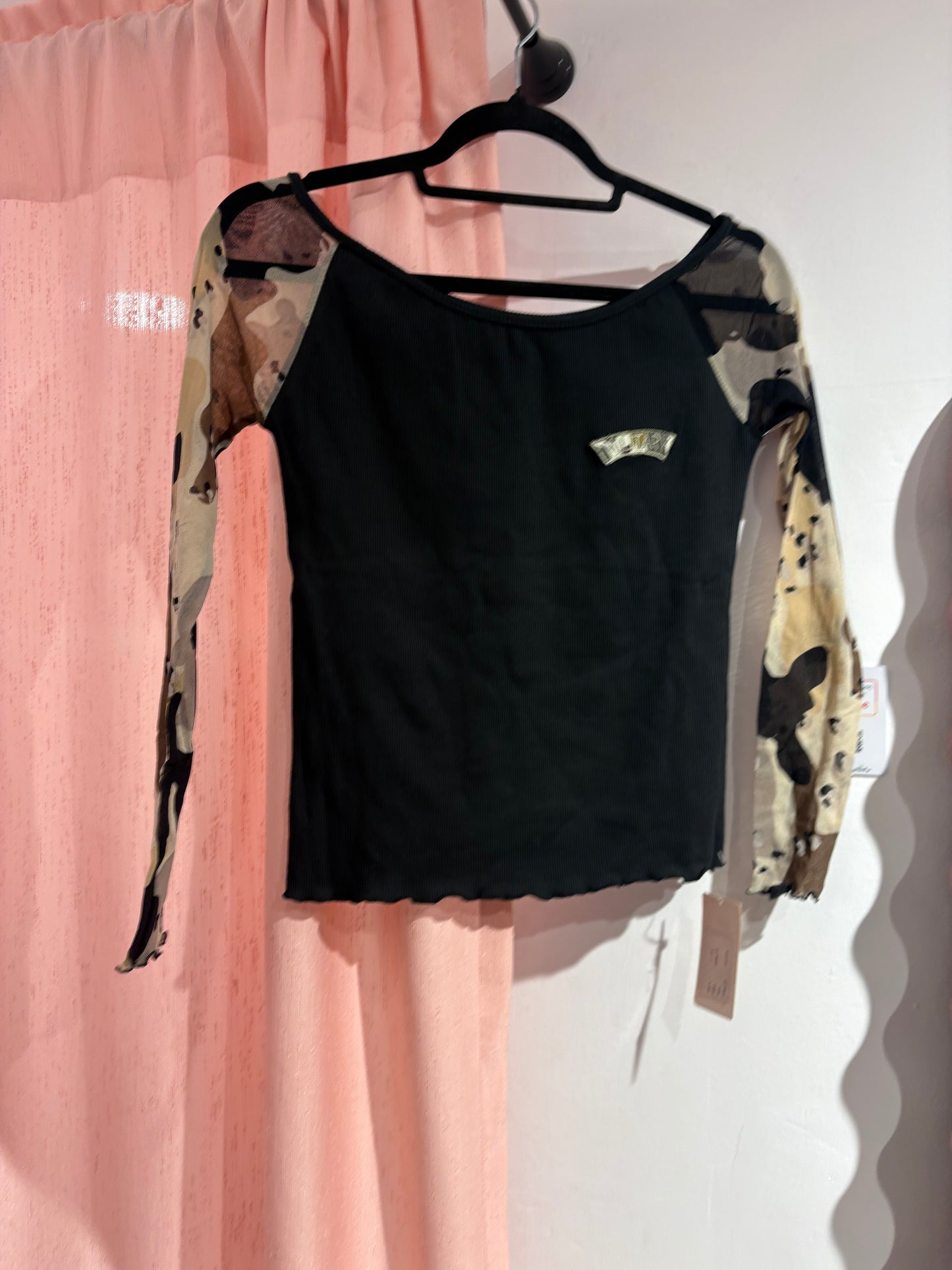 Y2k military top with mesh sleeves (One Size)