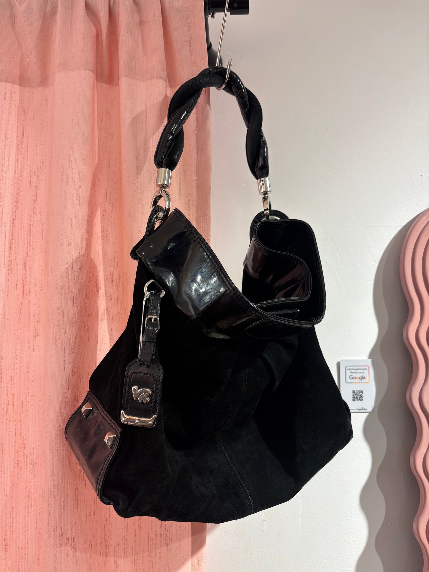 Incredible large button-up bag with studs (Made in Italy)