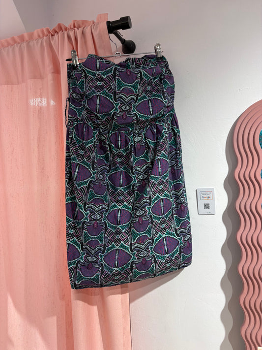 Pretty colorful strapless short dress (L)