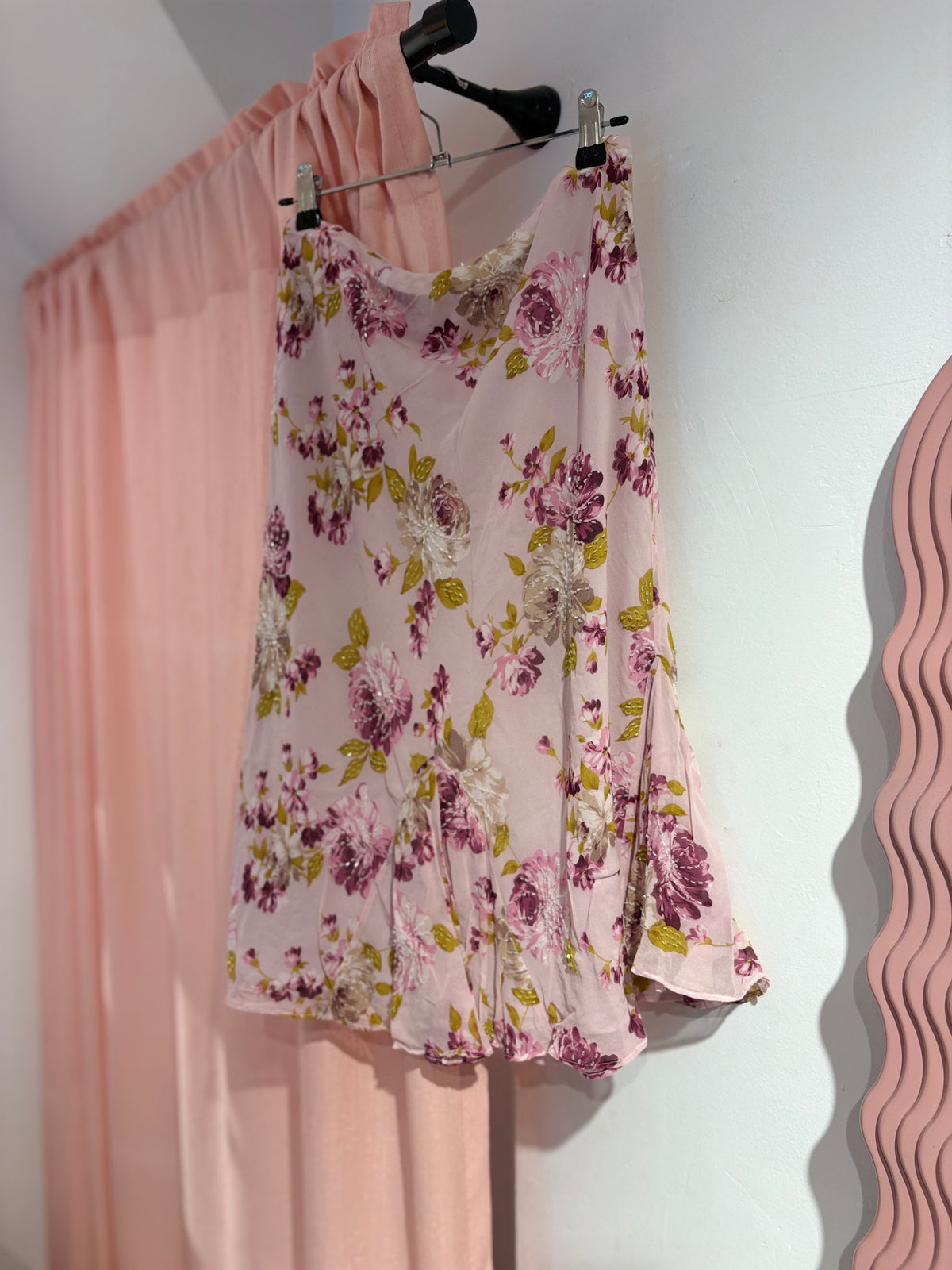 Fairy floral beaded midi skirt (L)