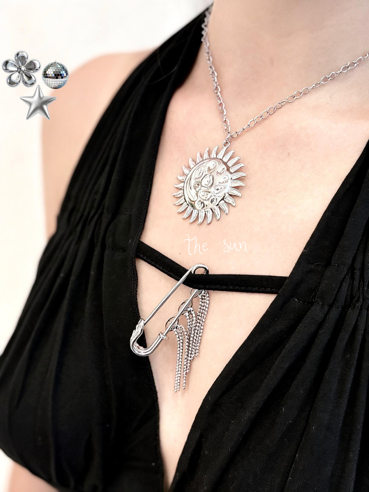 Stainless steel sun necklace