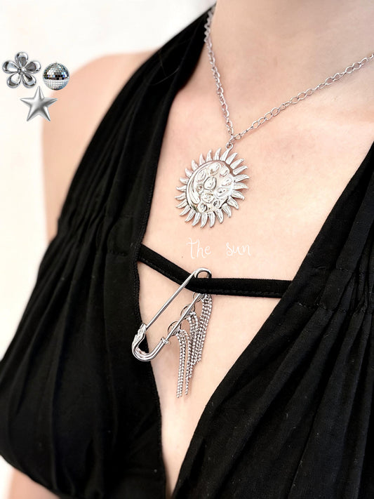 Stainless steel sun necklace