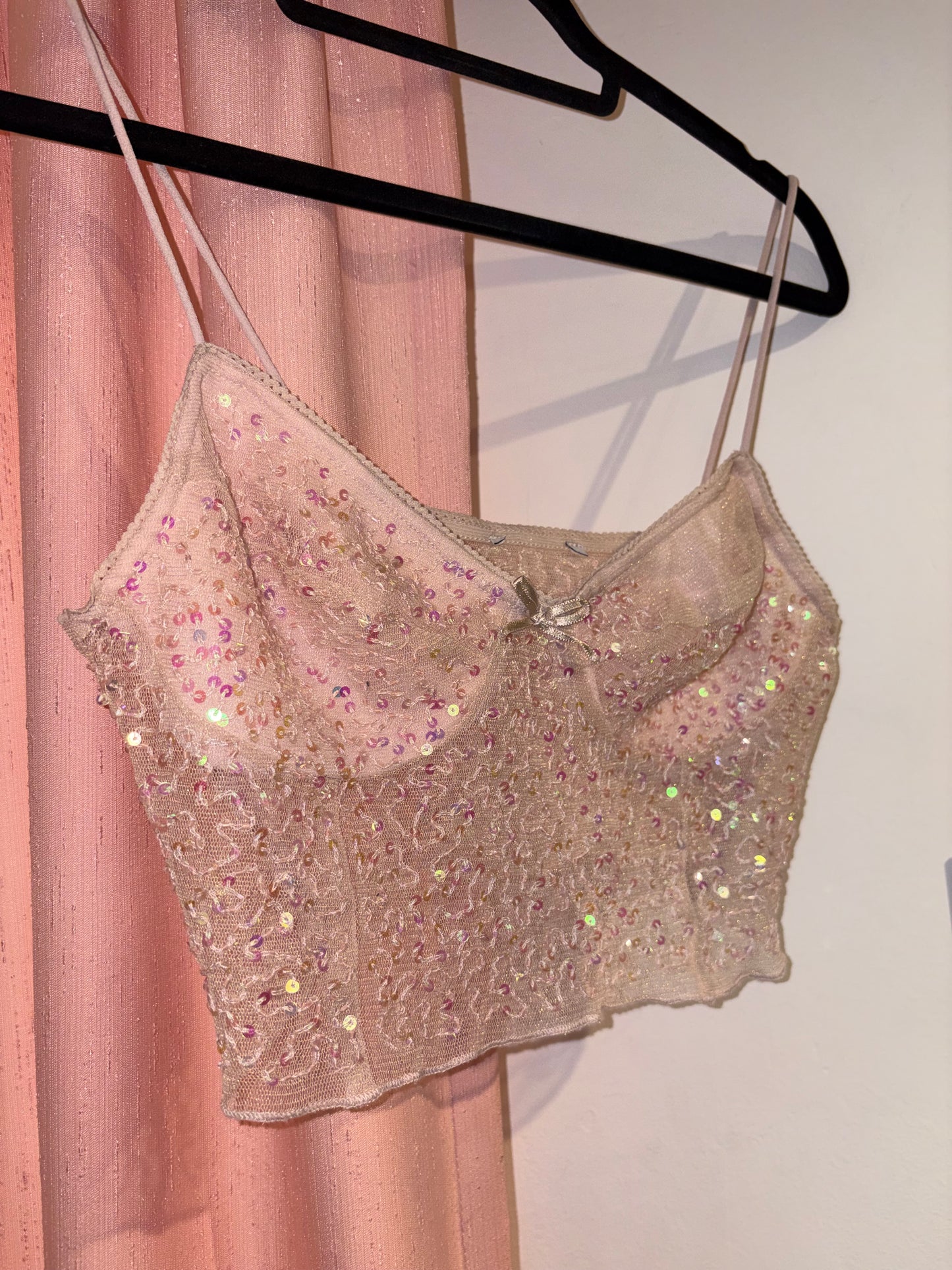 Sequin mesh crop top (XS)