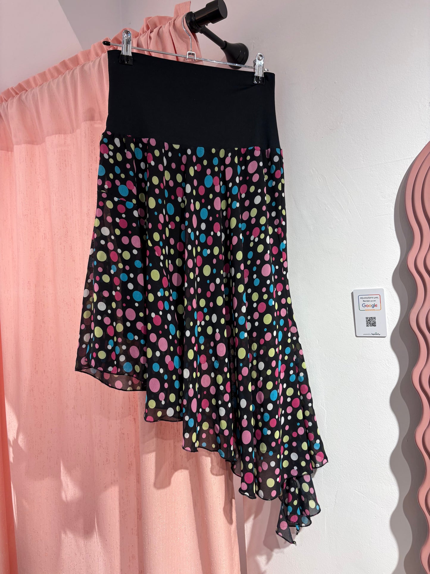Super cute asymmetric polka dot midi skirt (M)