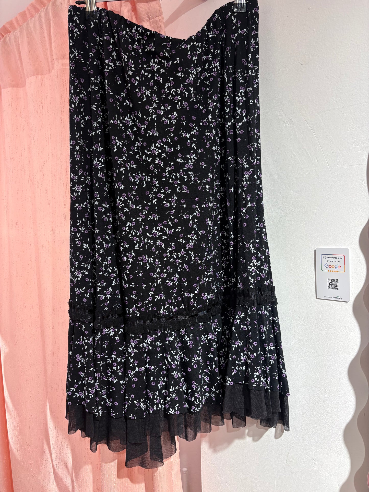 Floral midi floral skirt with mesh detail (M/L)
