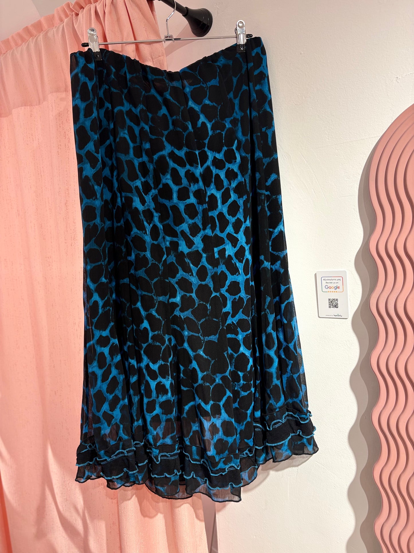 Incredible midi skirt with a unique blue/black leopard pattern (L)