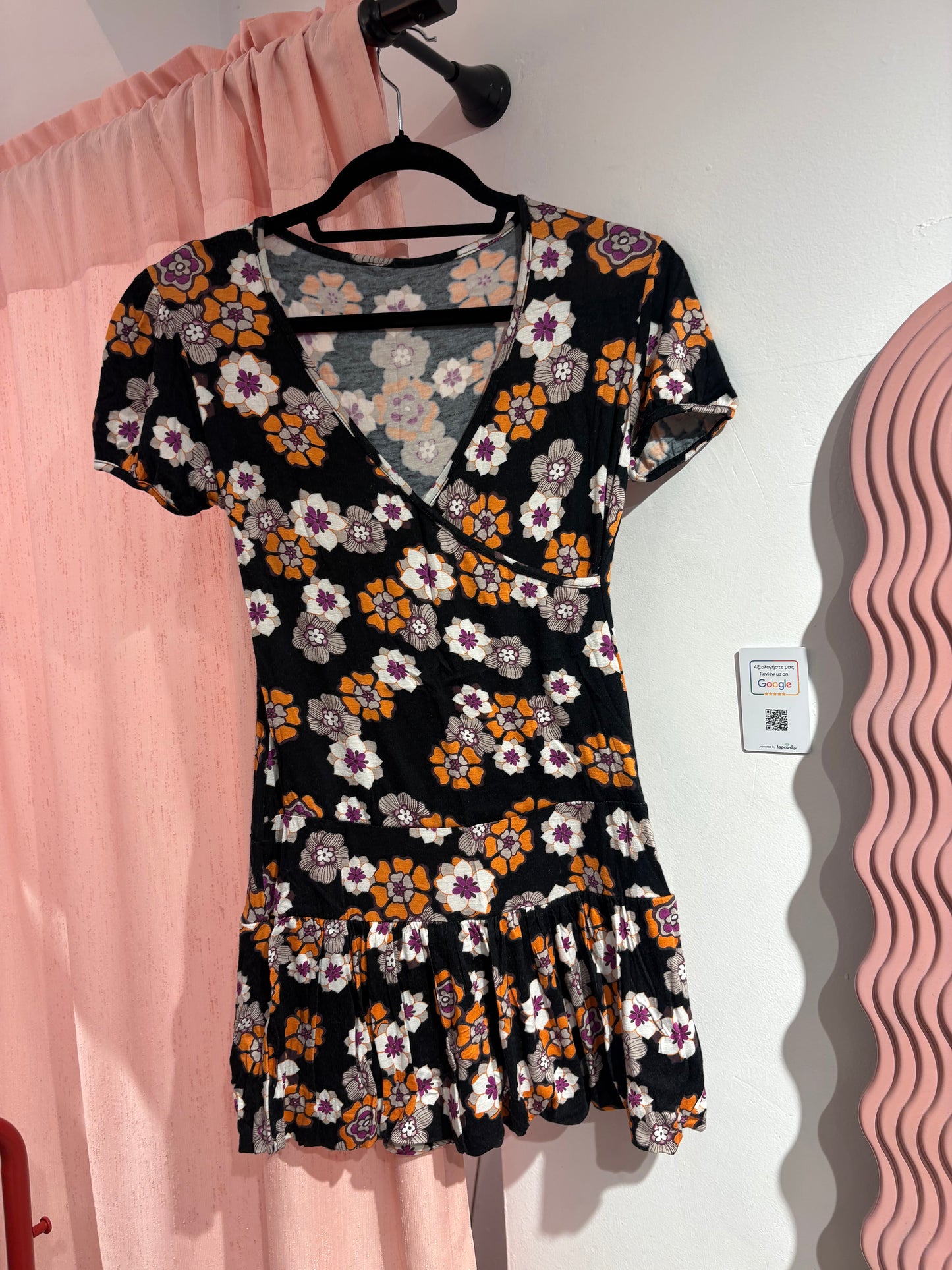 Wrap-style floral y2k dress (M)