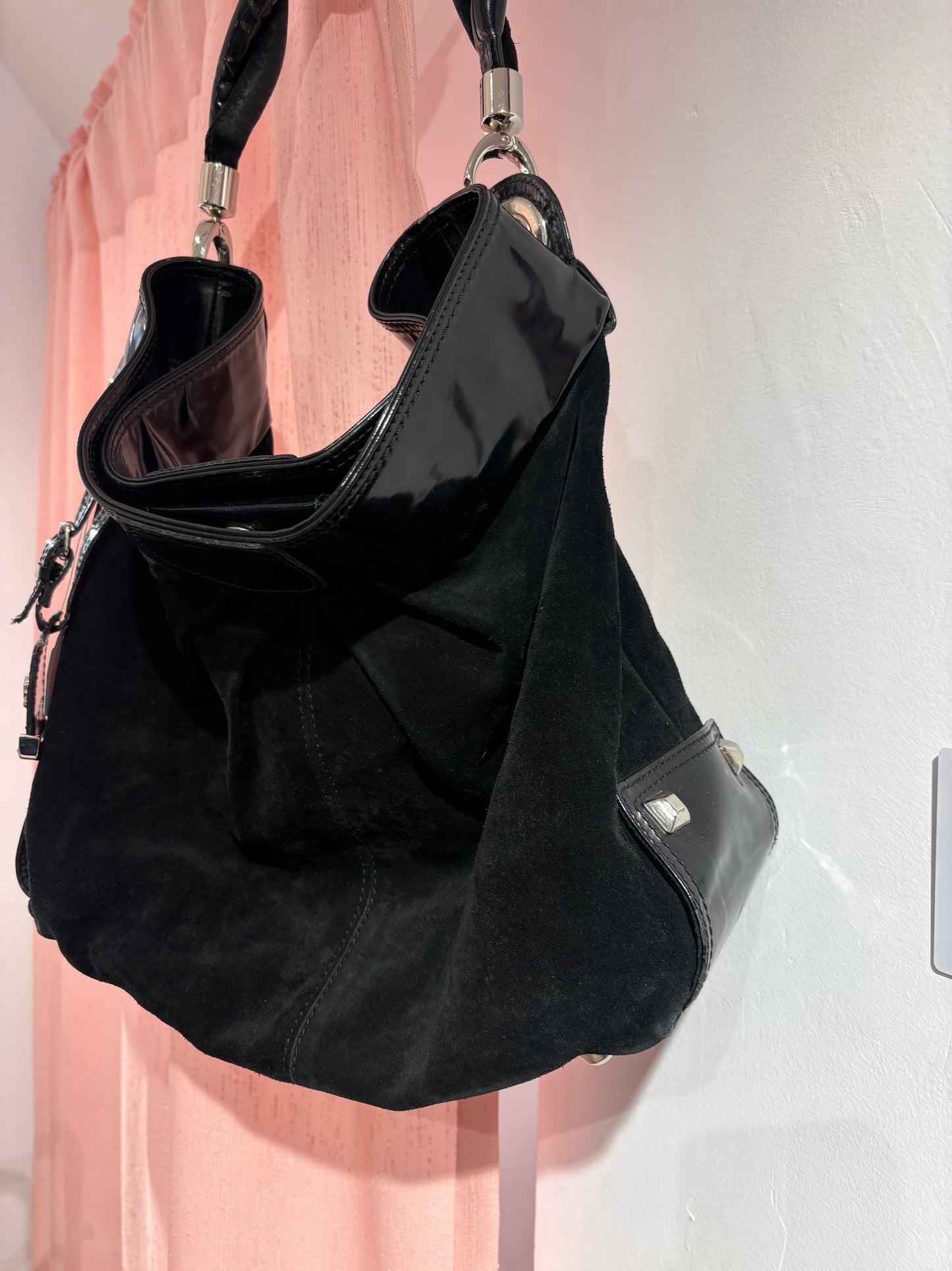 Incredible large button-up bag with studs (Made in Italy)
