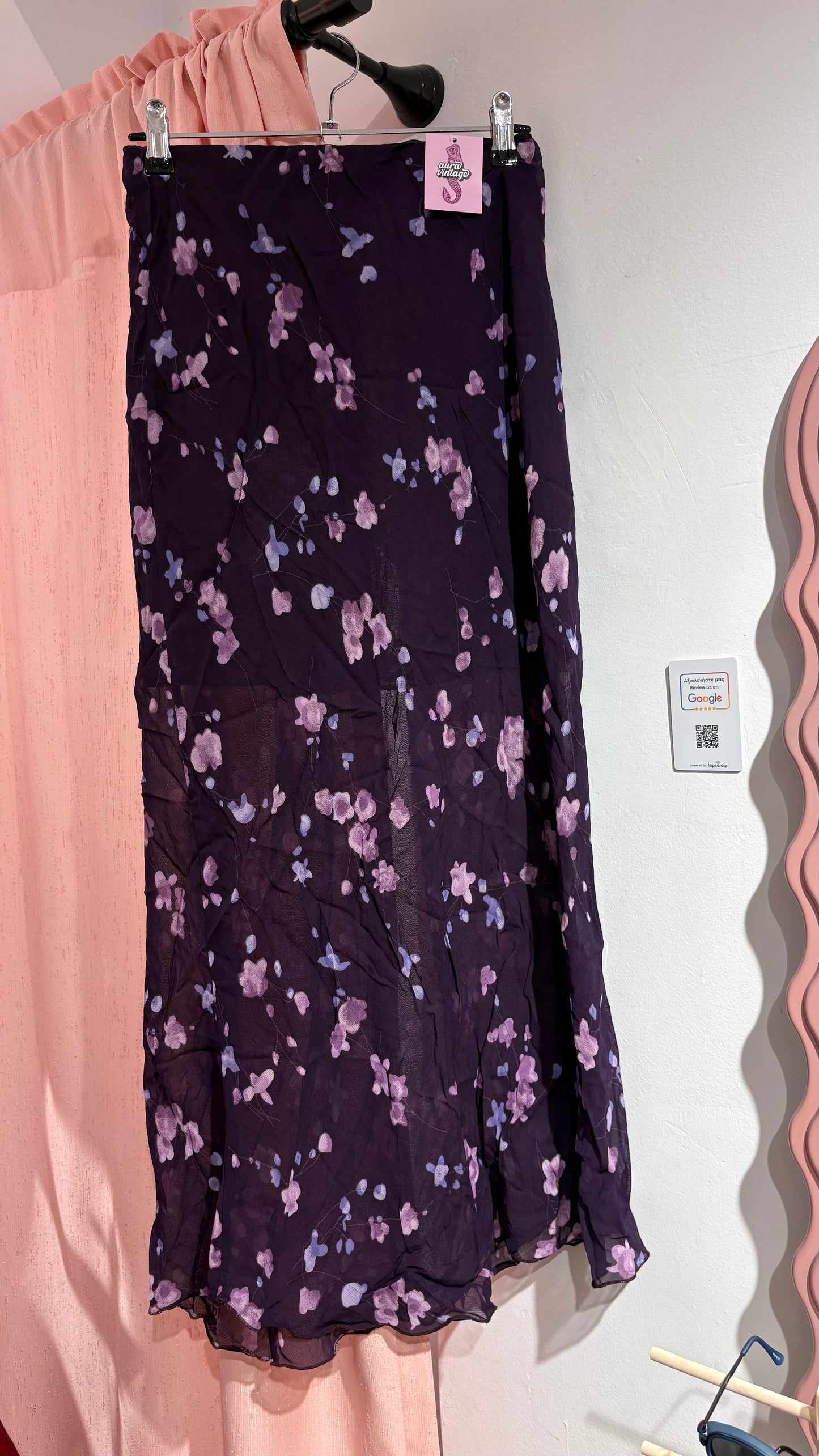 Incredible purple floral long skirt (S)