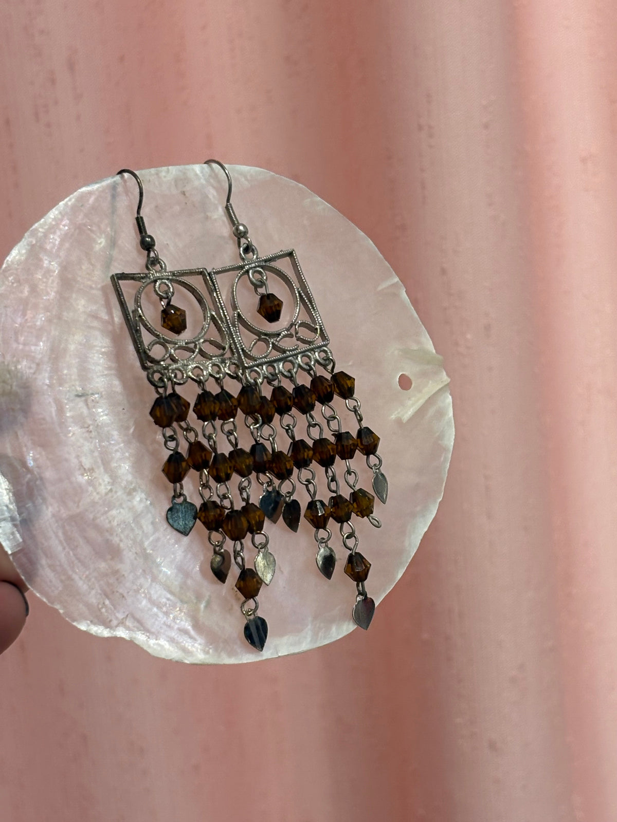 Y2k earrings with brown beads