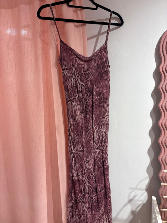 Gorgeous long animal print purple dress (S)