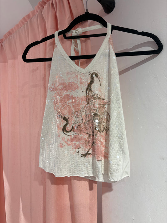 Super cute BSB sequin top with lace detail in the back (M)