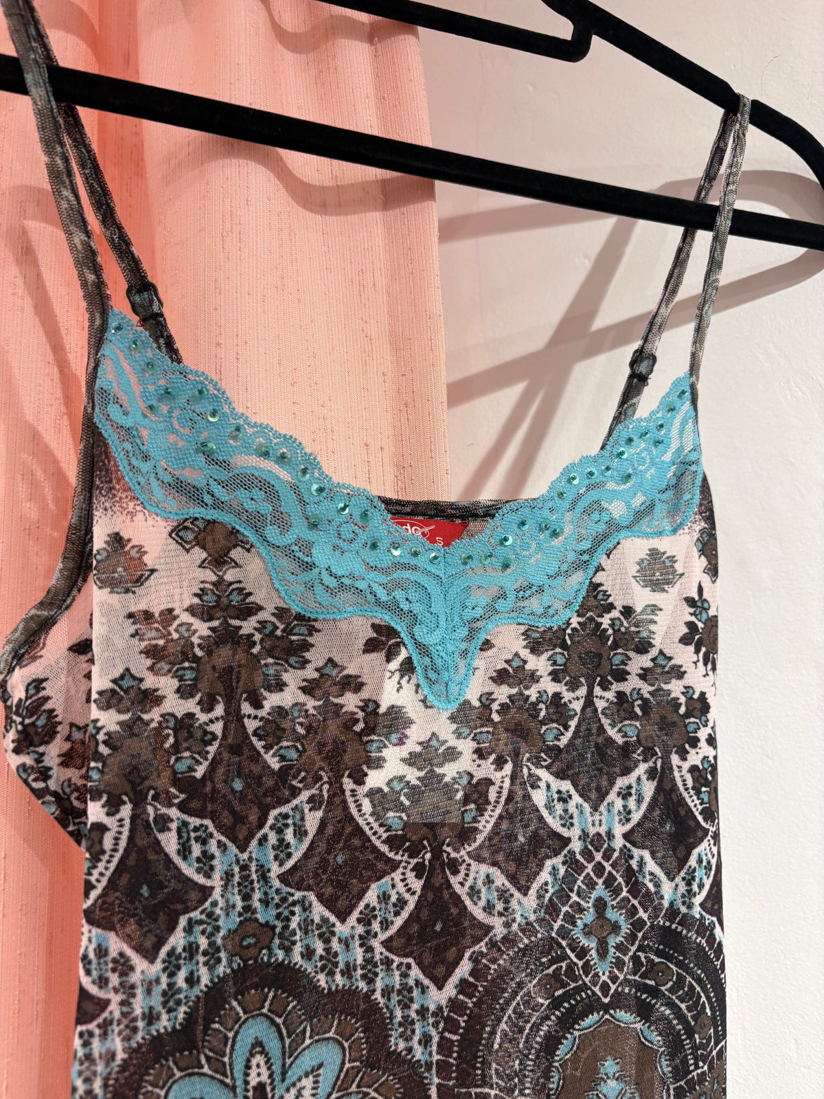 Vintage lingerie slip with lace trim (S)