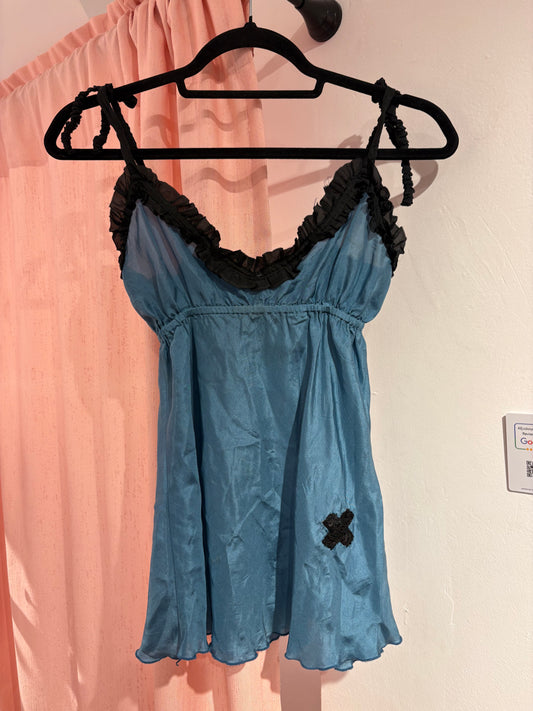 Incredible 100% satin lingerie top with sequin detail (M)