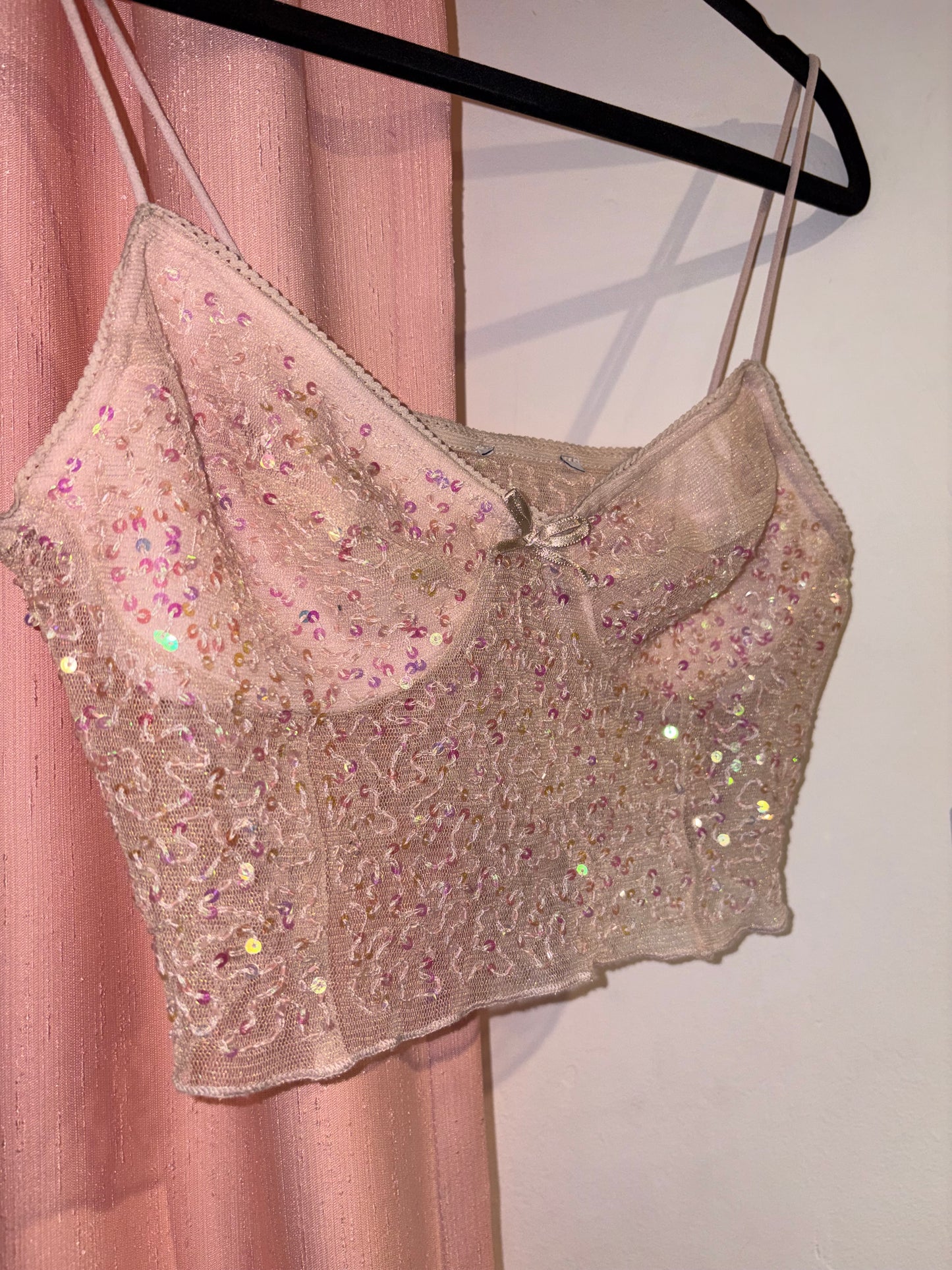 Sequin mesh crop top (XS)