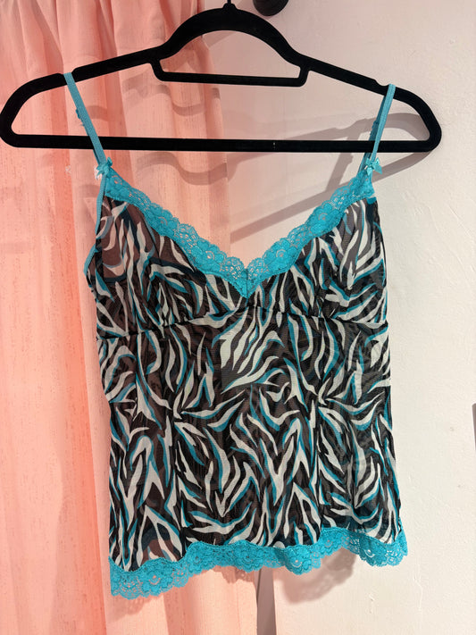 Accessorize mesh cami top in animal print (M)