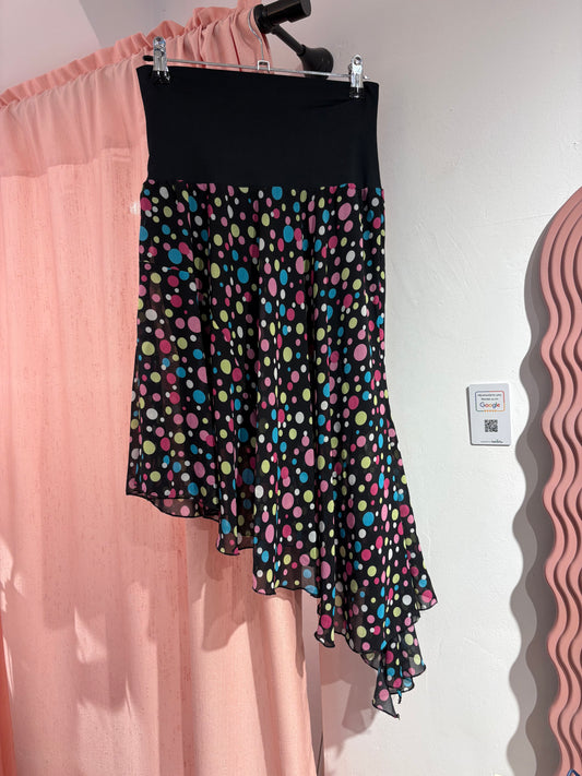 Super cute asymmetric polka dot midi skirt (M)