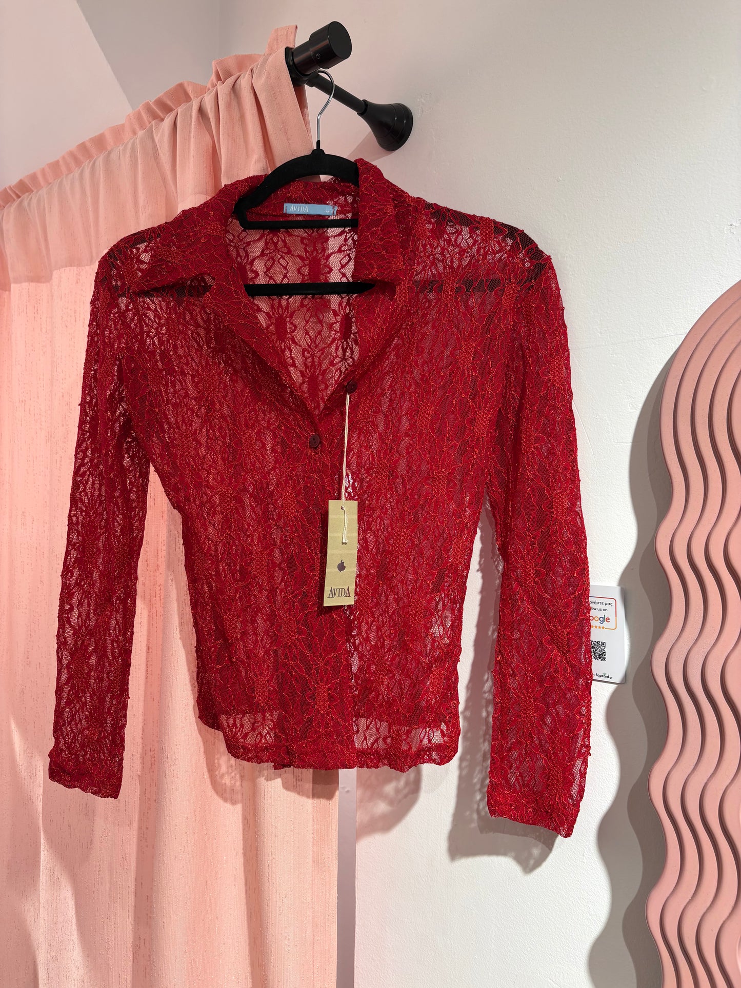 Lace button-up red shirt (Deadstock)