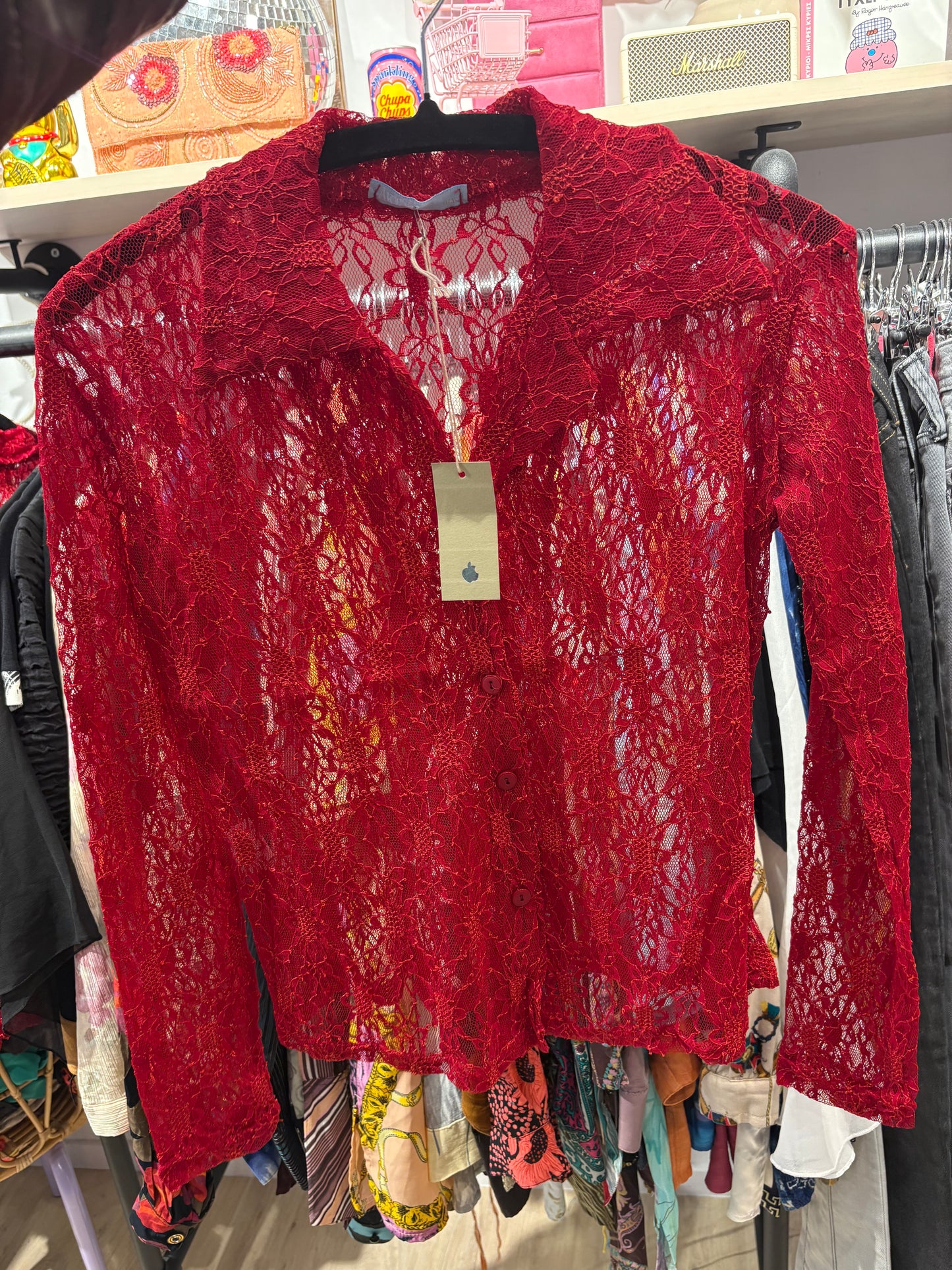 Lace button-up red shirt (Deadstock)