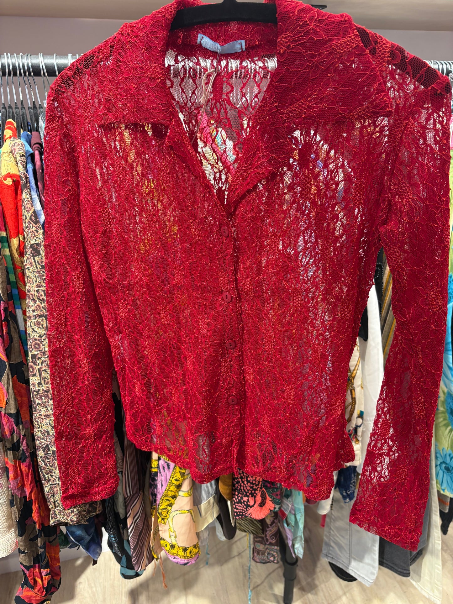 Lace button-up red shirt (Deadstock)