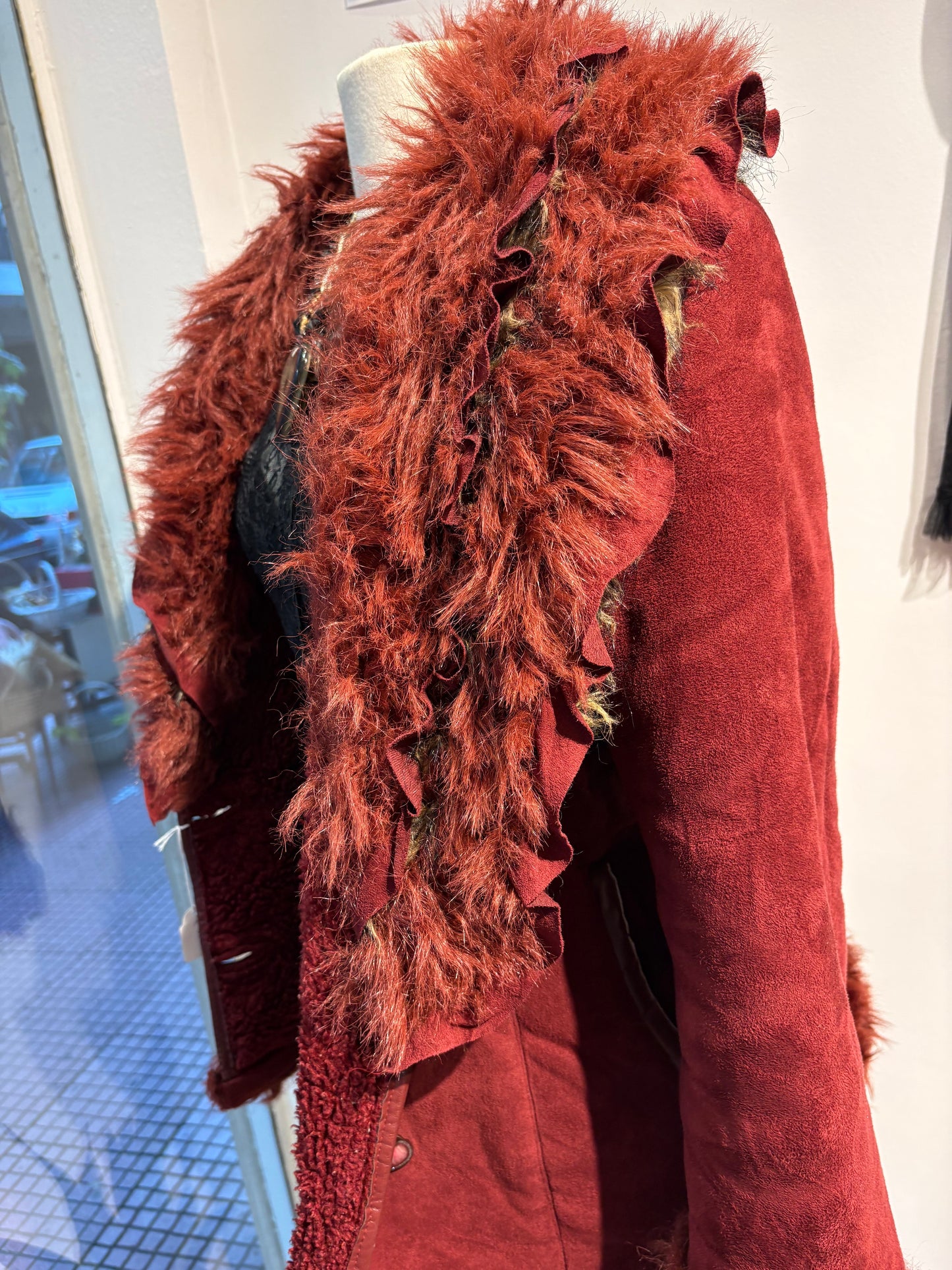 Vintage burgundy afghan coat