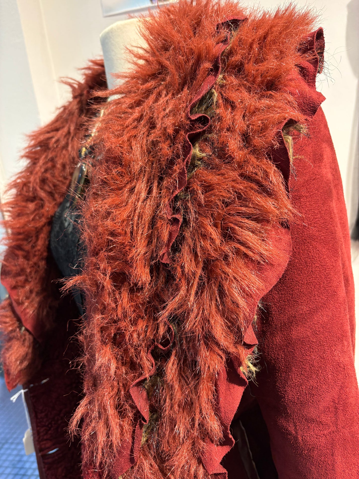 Vintage burgundy afghan coat