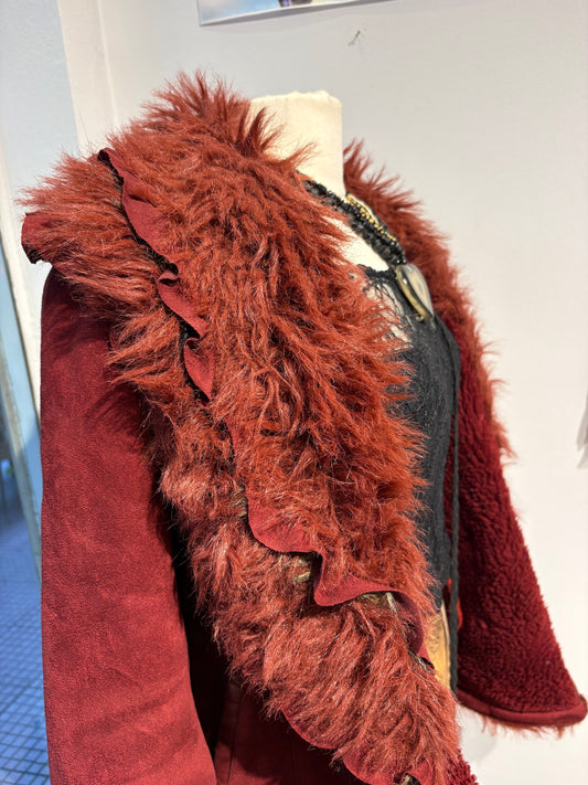 Vintage burgundy afghan coat